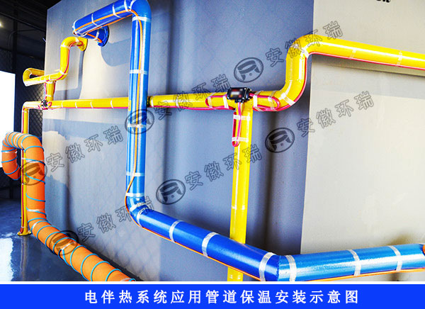 电伴热系统应用管道保温安装示意图